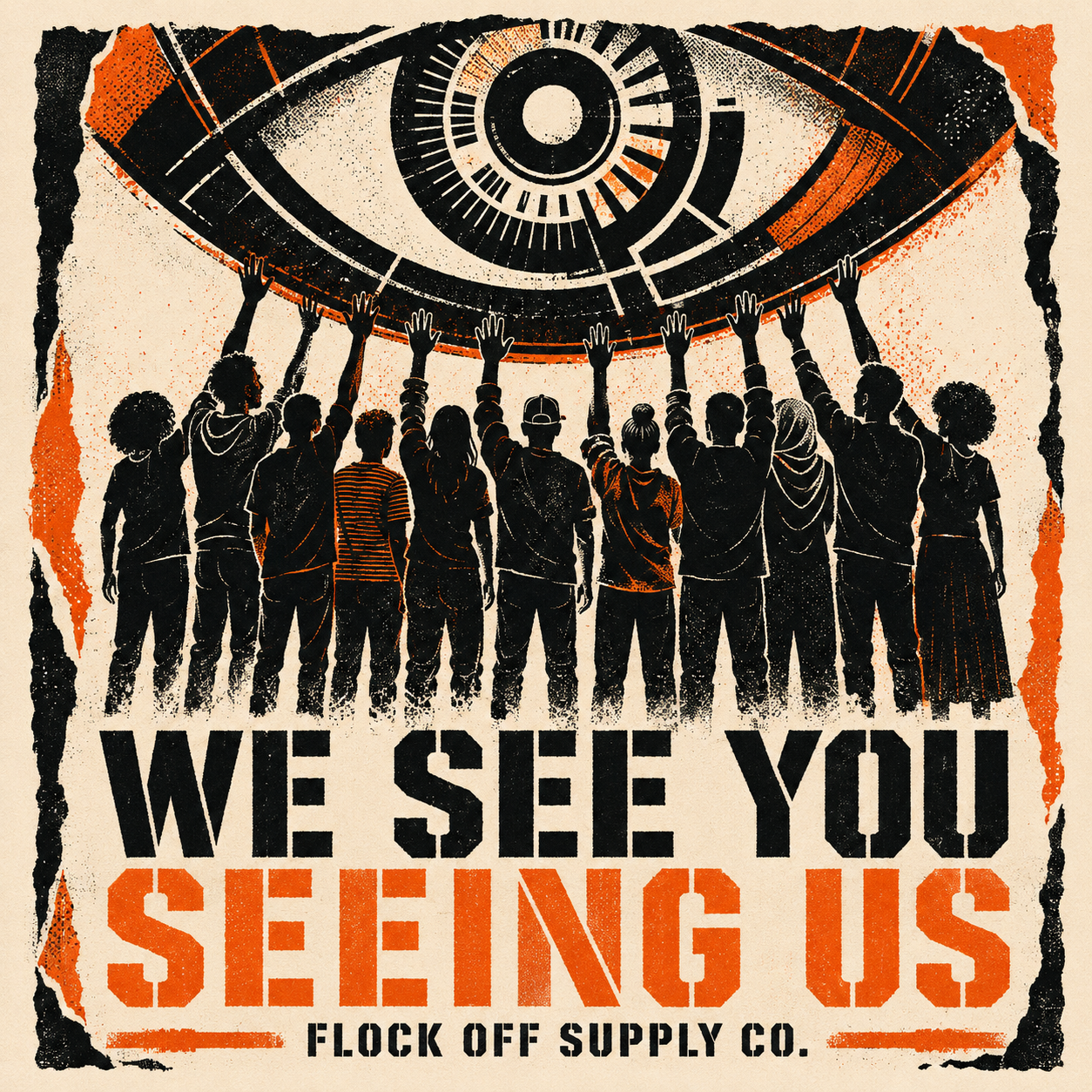 Citizens holding an all-seeing eye accountable