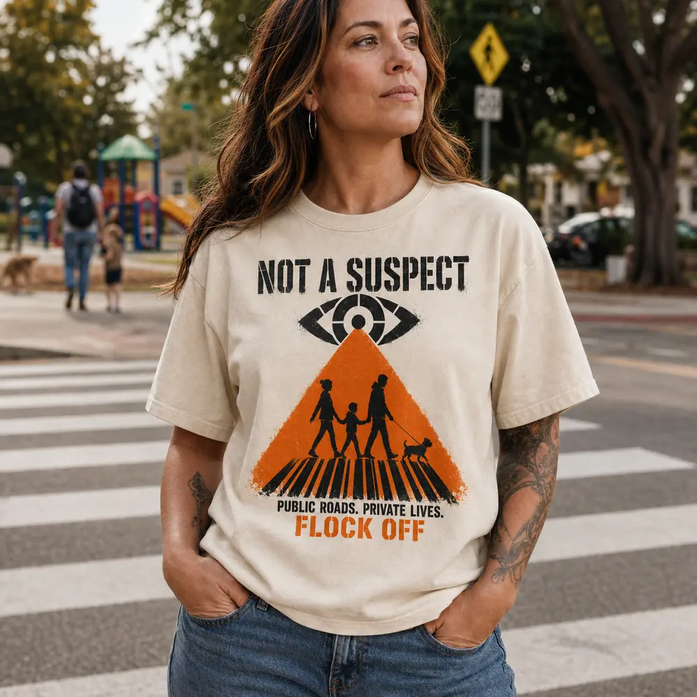 Not A Suspect family heavyweight T-shirt worn in real life
